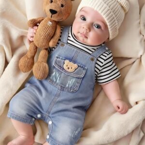 Striped Short Sleeve Toddler Overalls