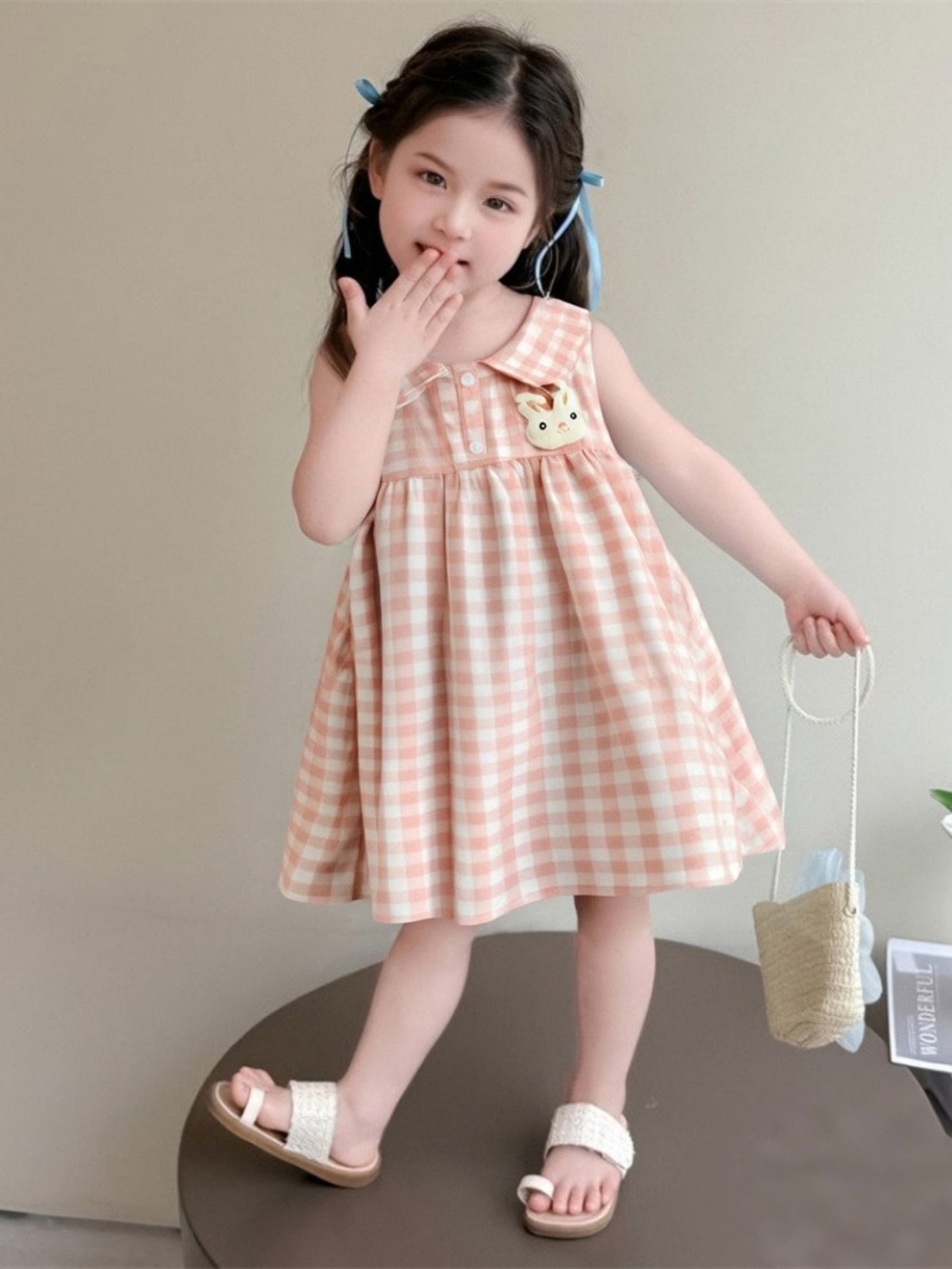 Baby Girls Rabbit Ear Vest Dress - Image 2