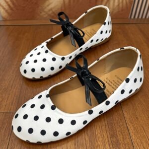 Little Girl's White Polka Dot Shoes