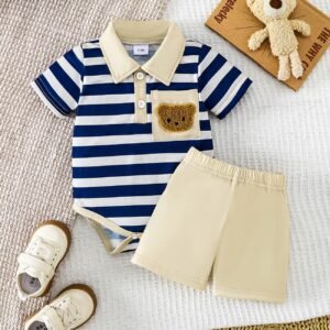 Cute Baby Boy Romper and Shorts Set