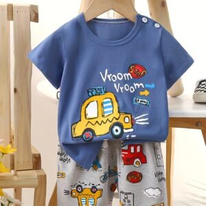 Summer Print Kids Short Sleeve and Shorts Set