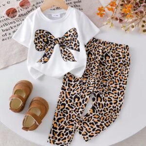 Girls' Casual Leopard Print Outfit