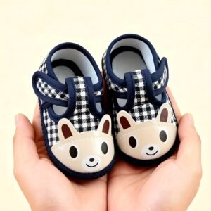 Plaid Cartoon Baby Walking Shoes