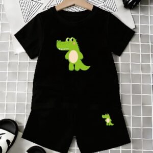 Children's Cartoon Print T-Shirt Outfit